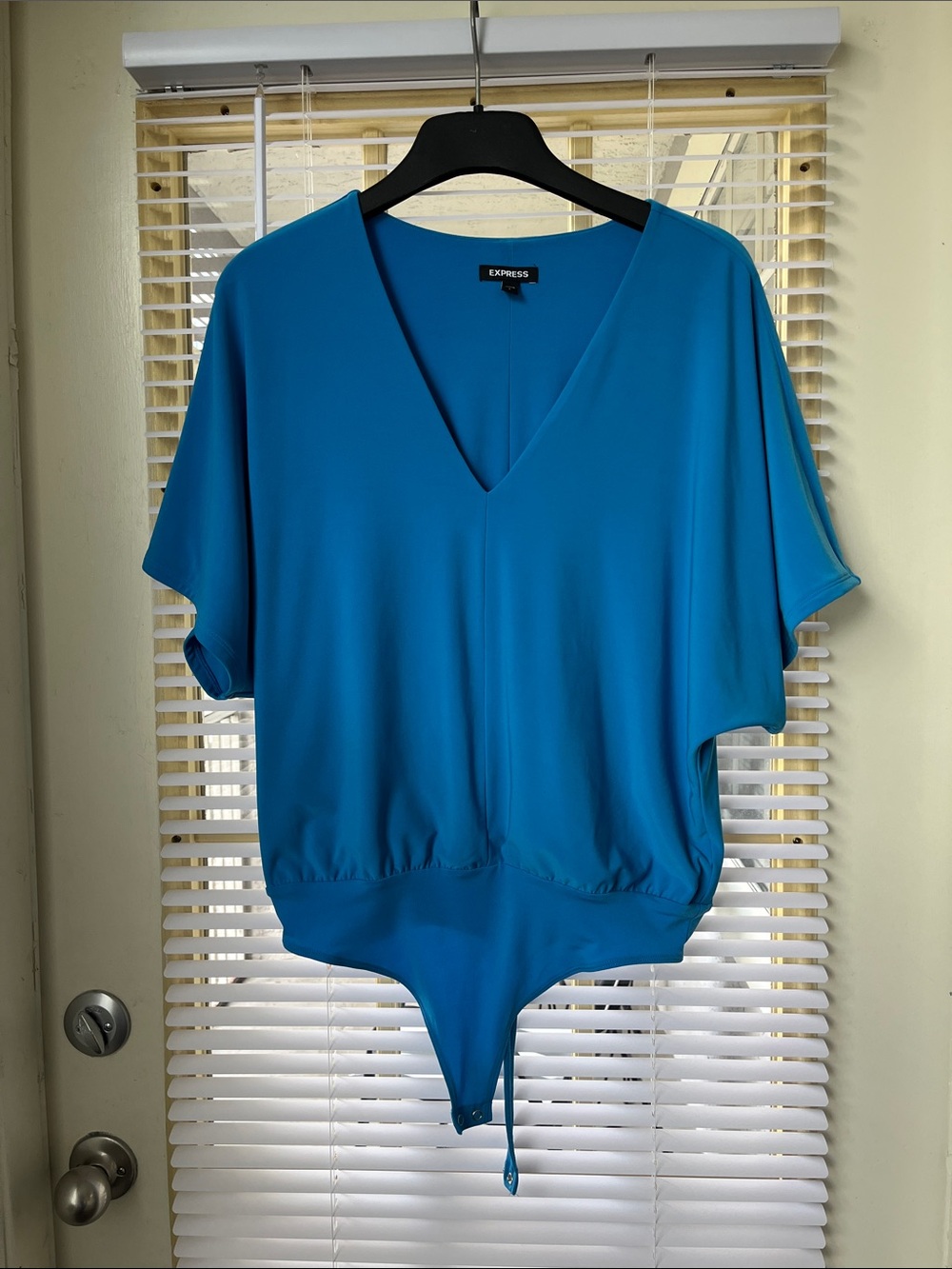 Express Teal Blue V-Neck Bodysuit